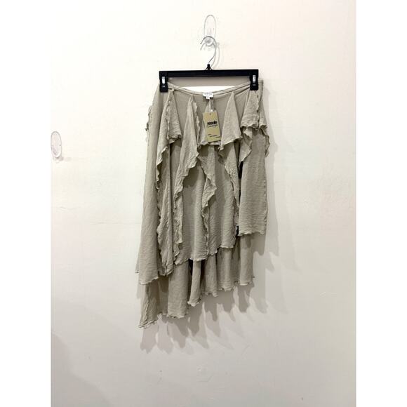 Armani Collezioni Distressed Ruffle Midi Asymmetric Skirt Gray Women's Size 8 - Picture 1 of 5